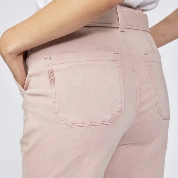 PAIGE Mayslie High Rise Exposed Button Fly Belted Jogger Rouge Glow Pink Sz 30 - Picture 4 of 12